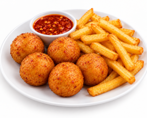 Fish Balls Spicy (5 pcs) & Chips